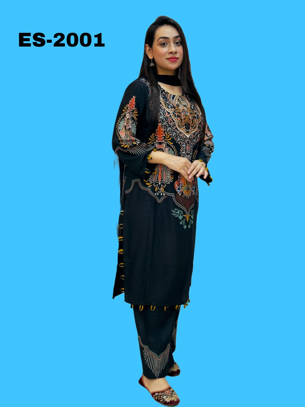 Soft Lillen With Embroidery & Glass Work