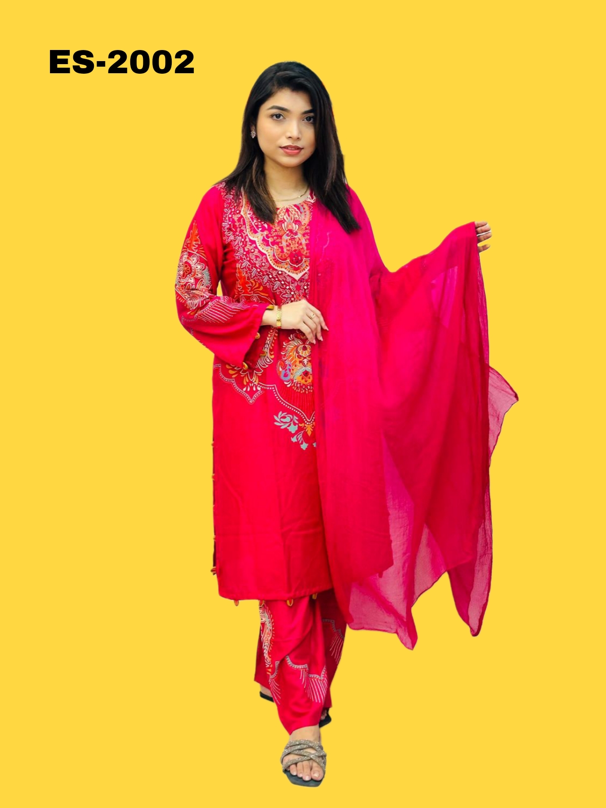 Soft Lillen With Embroidery & Glass Work