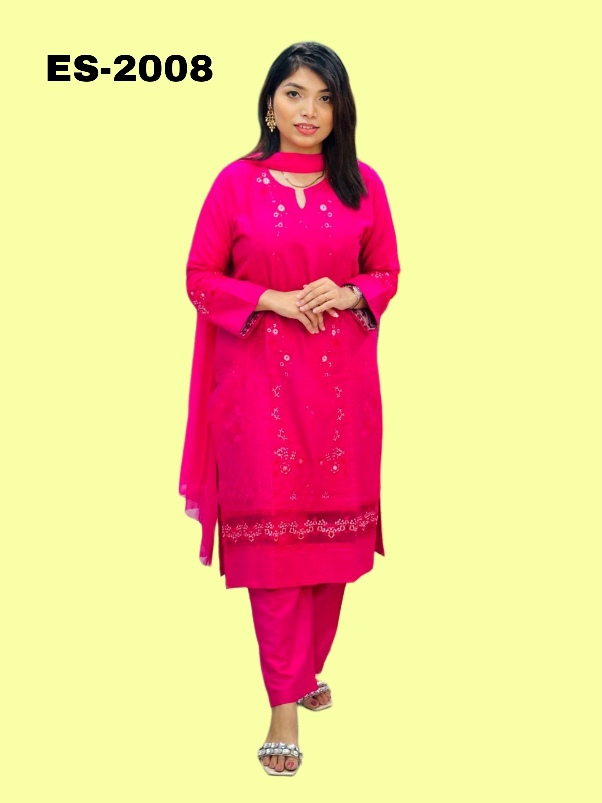 Soft Lillen With Embroidery & Glass Work